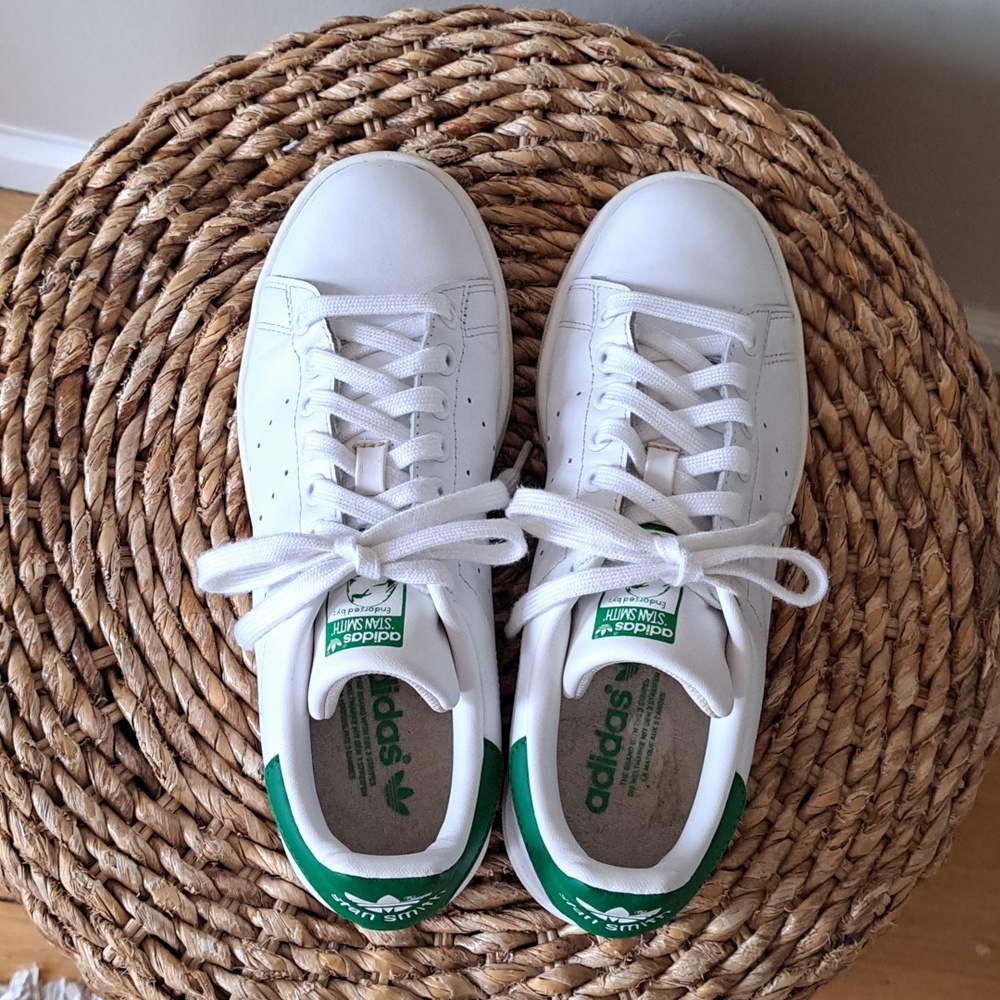 Adidas Unisex Original Stan Smith Athleisure White/Green Leather Sneaker M6/W7.5 - Picture 6 of 10